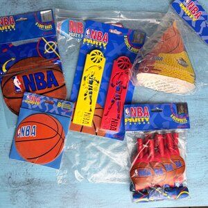 Vintage 1997 NBA Party Favors Set - Invitations Blowouts Bags Stencil Strips Hat